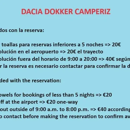 Campo de lujo Dacia Dokker Camperiz *
